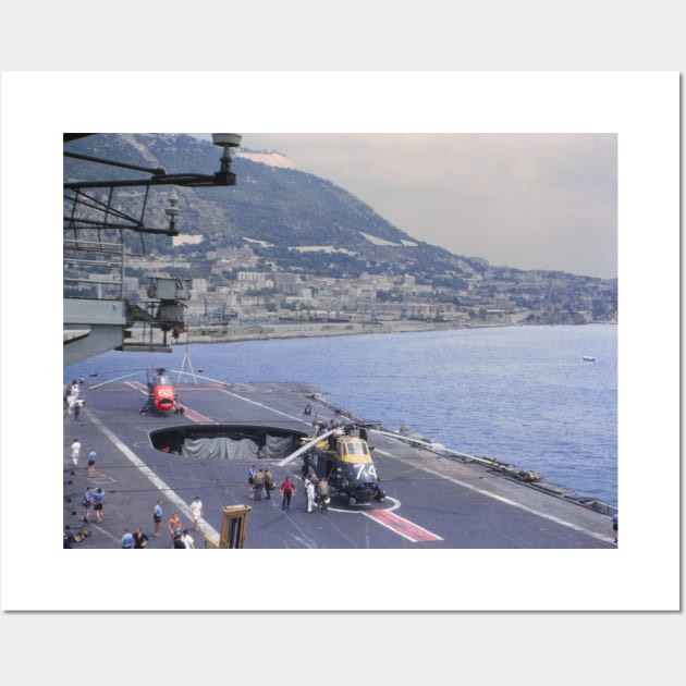 A Westland Wessex helicopter on board the Royal Navy aircraft carrier HMS Hermes in the 1960s Wall Art by ownedandloved